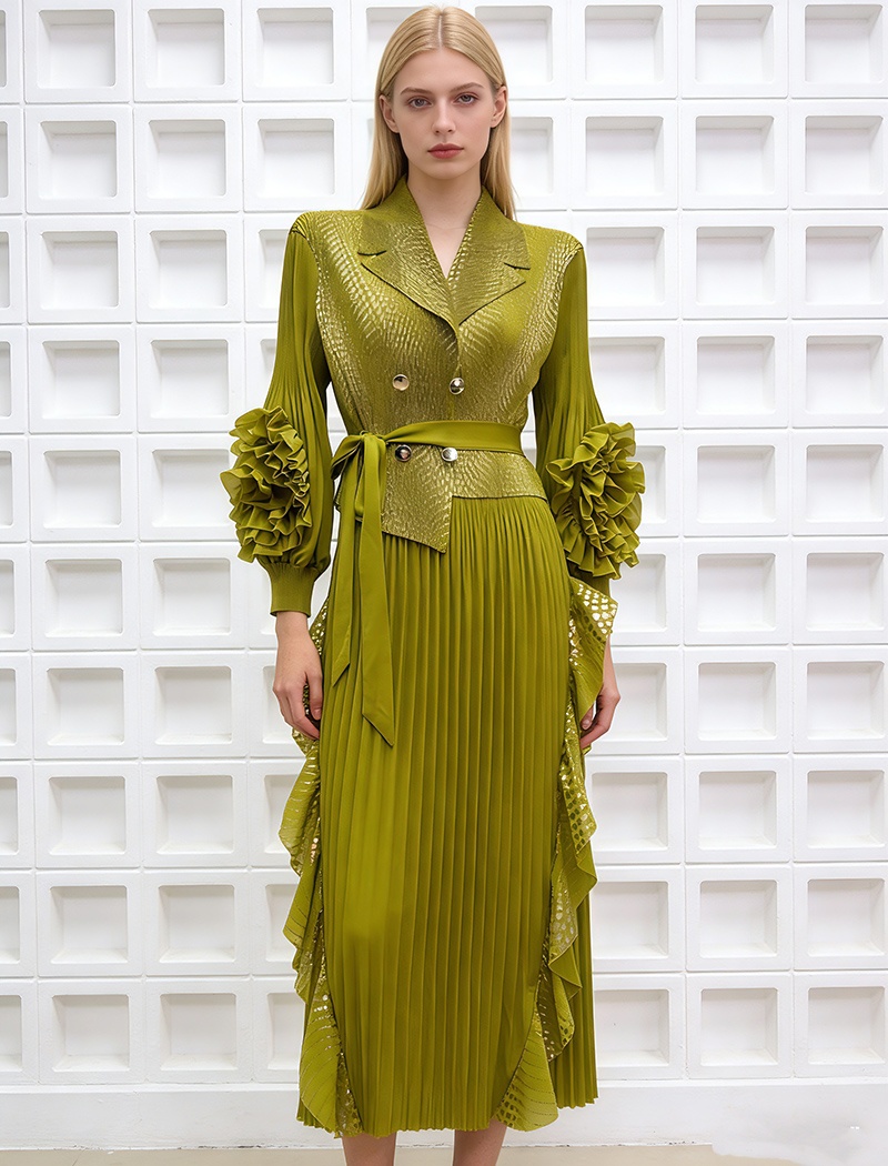 Fold bronzing dress light large yard business suit for women