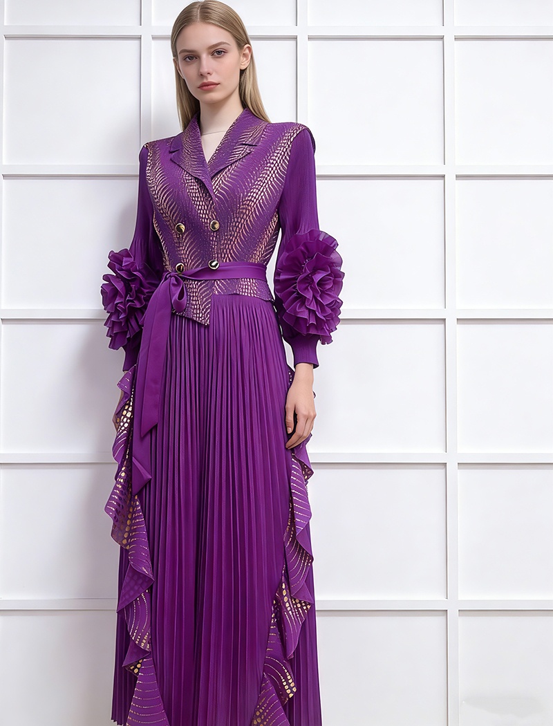 Fold bronzing dress light large yard business suit for women