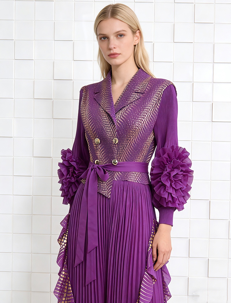 Fold bronzing dress light large yard business suit for women