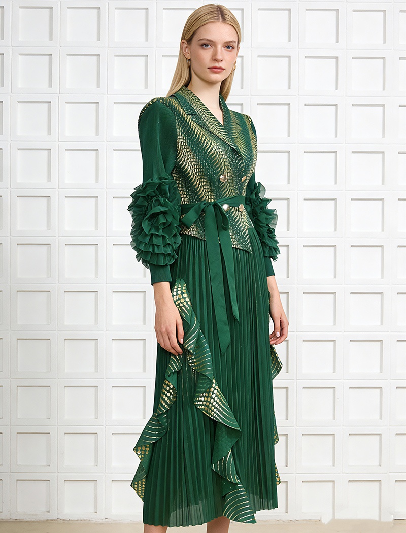 Fold bronzing dress light large yard business suit for women