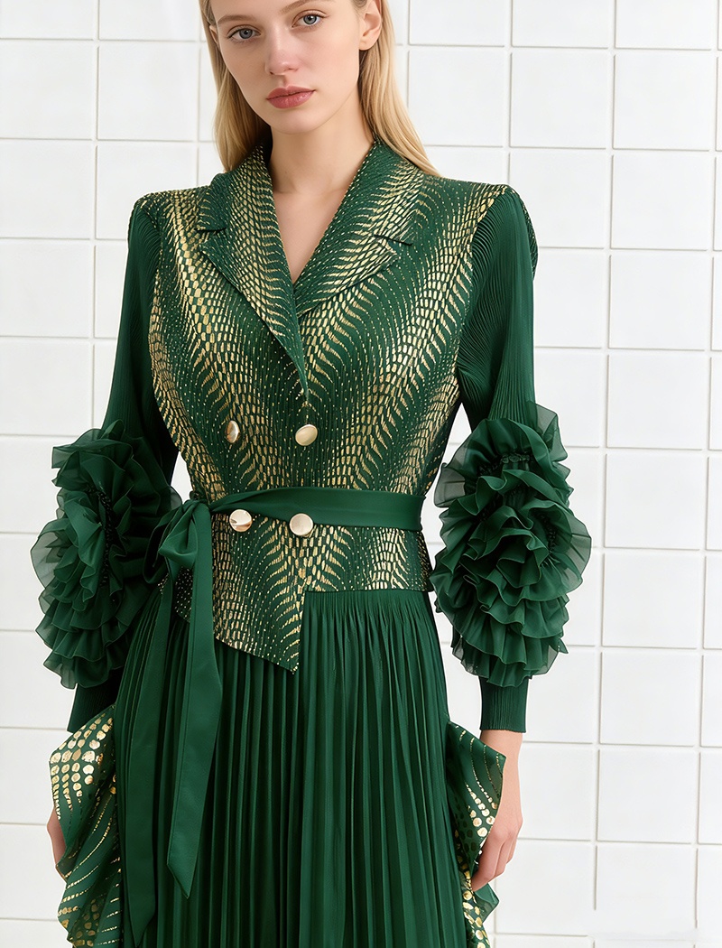 Fold bronzing dress light large yard business suit for women