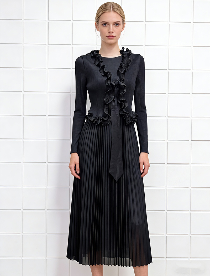 Bandage slim fold temperament France style dress