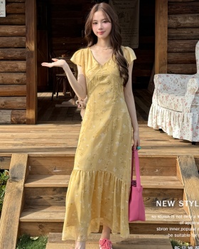 Romantic V-neck France style summer dress for women