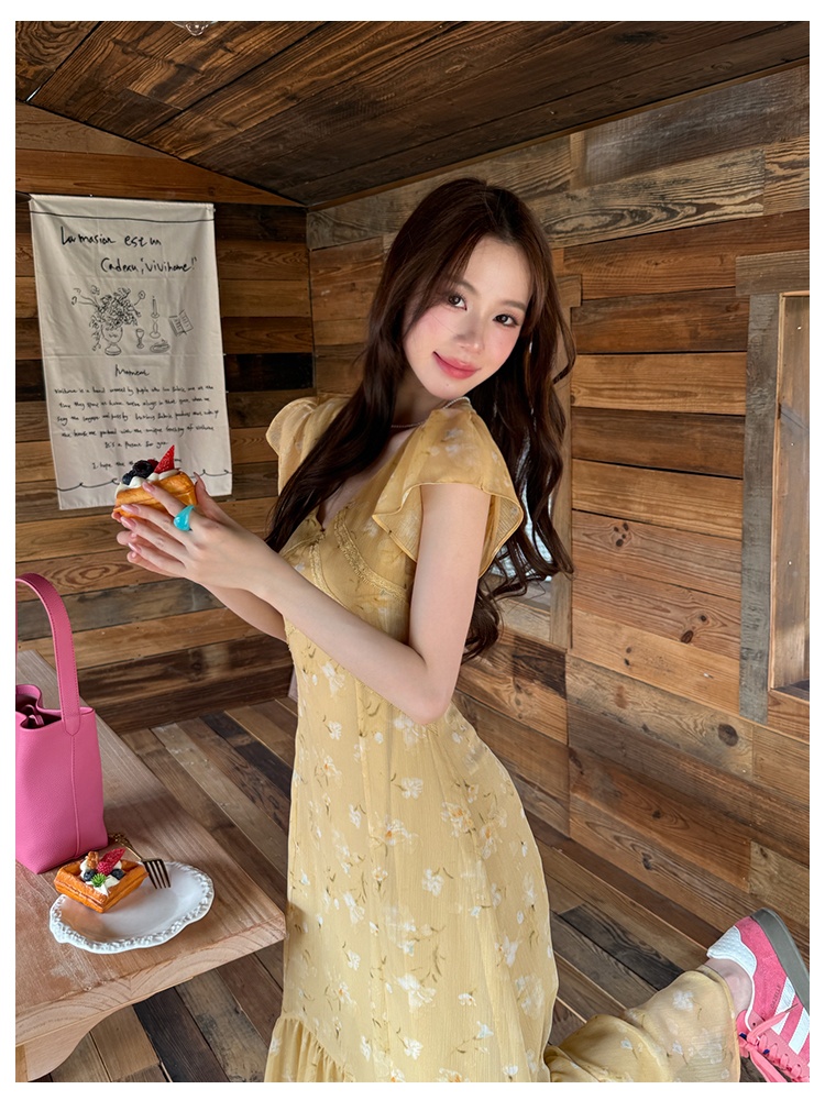 Romantic V-neck France style summer dress for women