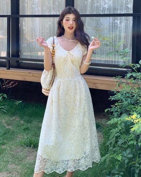 Slim lace France style embroidery dress for women