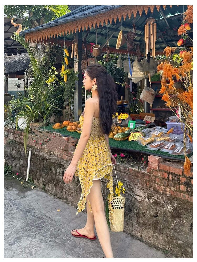 Summer irregular chiffon shirt lace floral small shirt