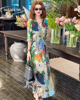 Temperament summer dress floral long dress for women