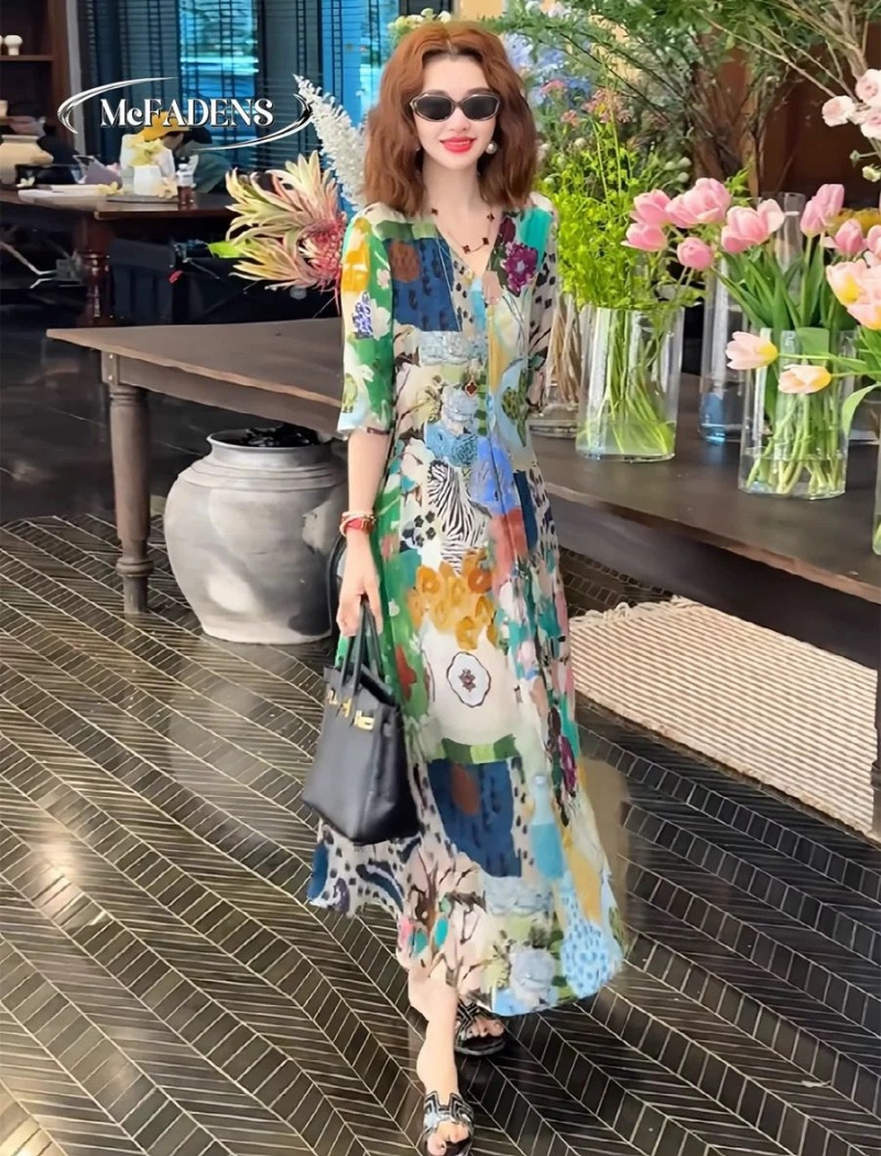Temperament summer dress floral long dress for women