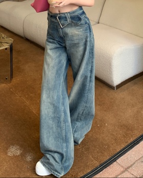Retro wide leg pants all-match jeans for women