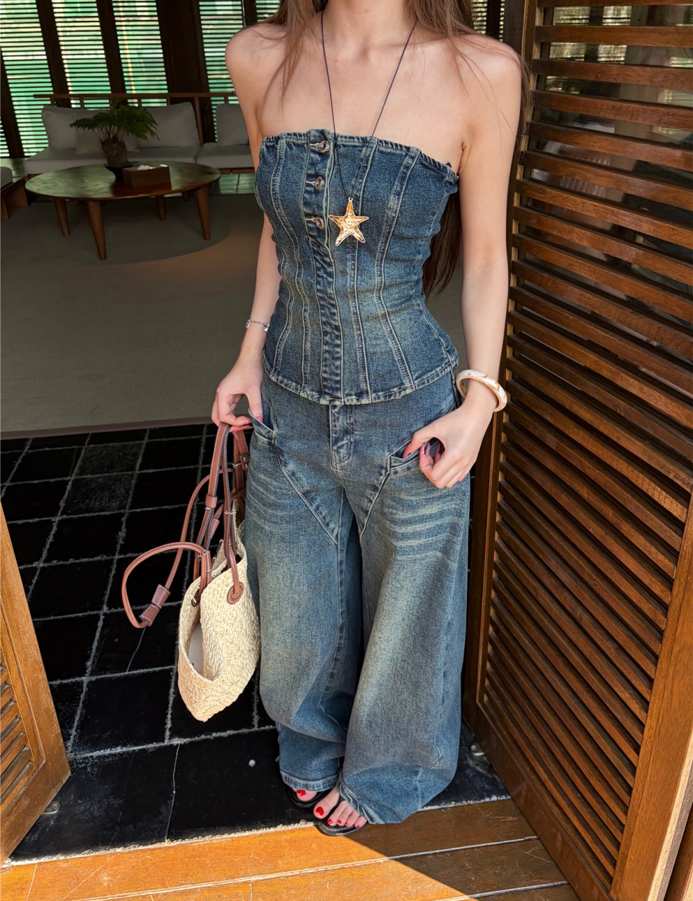 Loose spicegirl tops slim short long pants for women