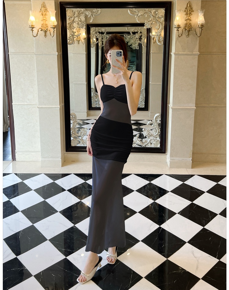 Perspective gauze long dress package hip summer dress for women