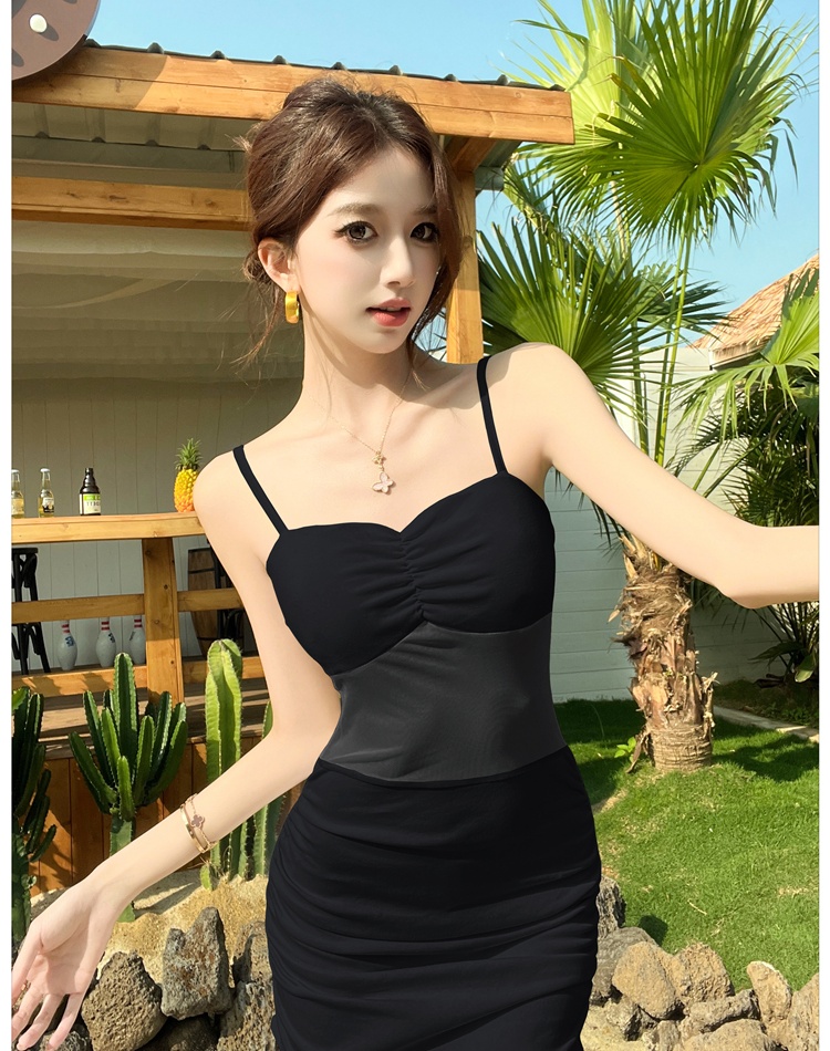 Perspective gauze long dress package hip summer dress for women