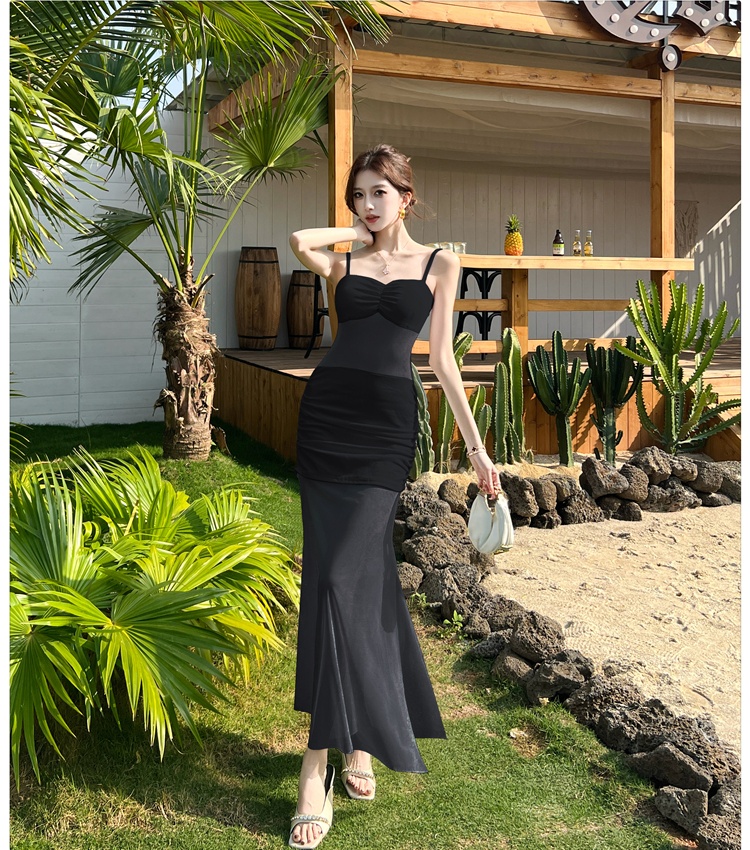 Perspective gauze long dress package hip summer dress for women
