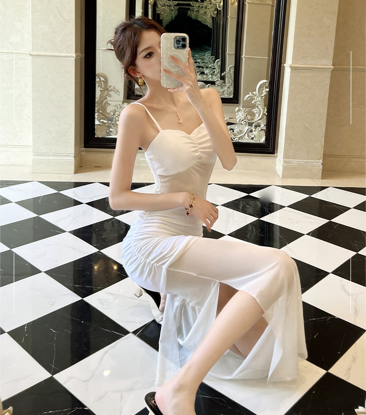 Perspective gauze long dress package hip summer dress for women