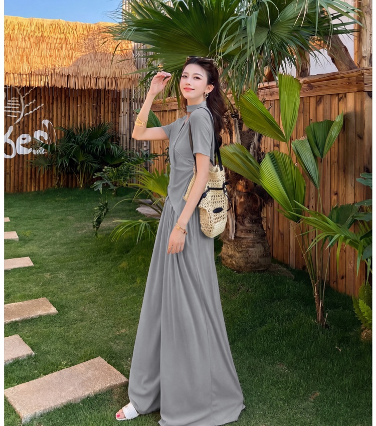 Wide leg long pants summer tops a set for women