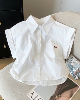 Heart summer loose shirt France style short sleeve Casual tops