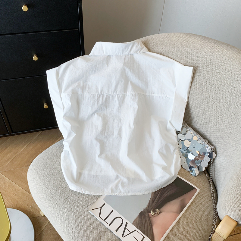 Heart summer loose shirt France style short sleeve Casual tops