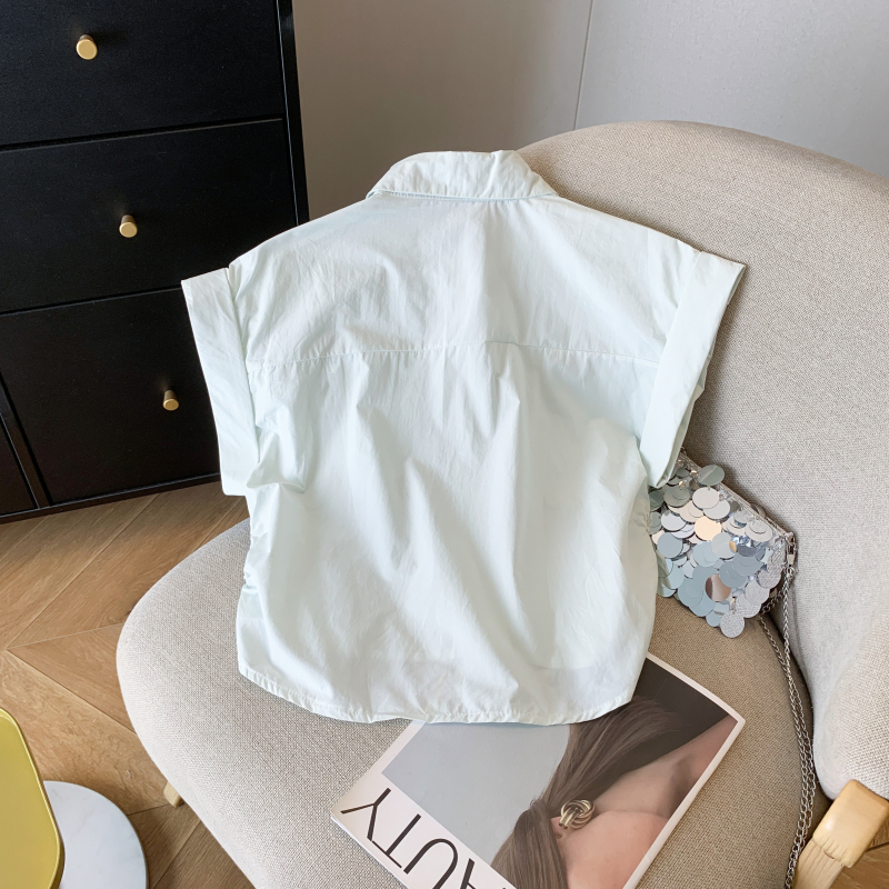 Heart summer loose shirt France style short sleeve Casual tops