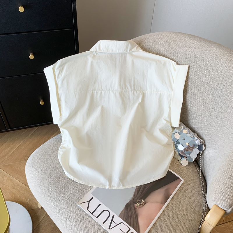 Heart summer loose shirt France style short sleeve Casual tops