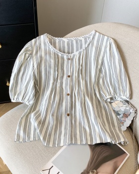 Sweet bubble tops round neck short sleeve shirt