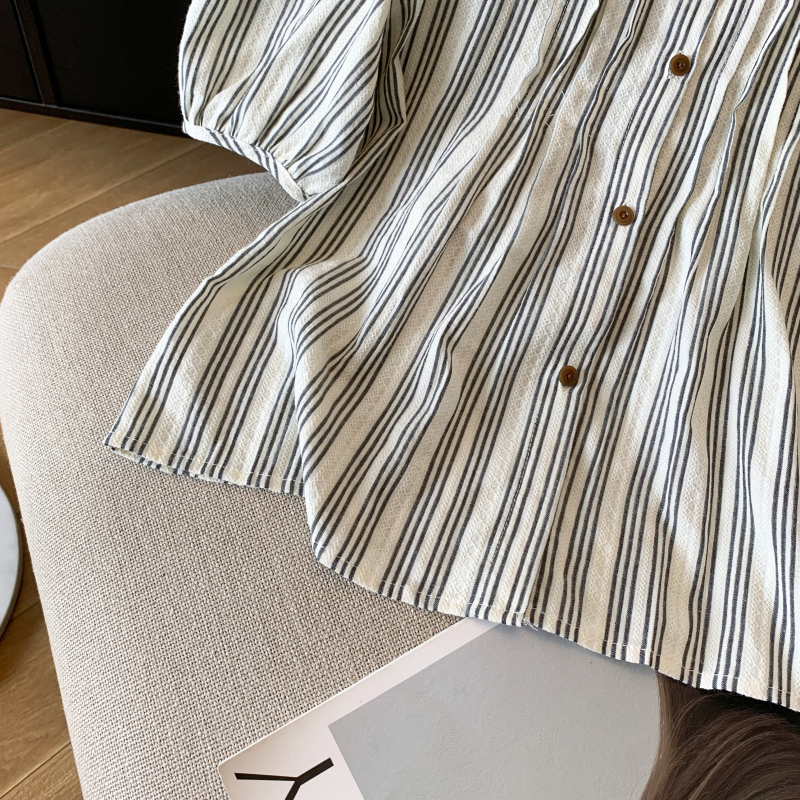 Sweet bubble tops round neck short sleeve shirt