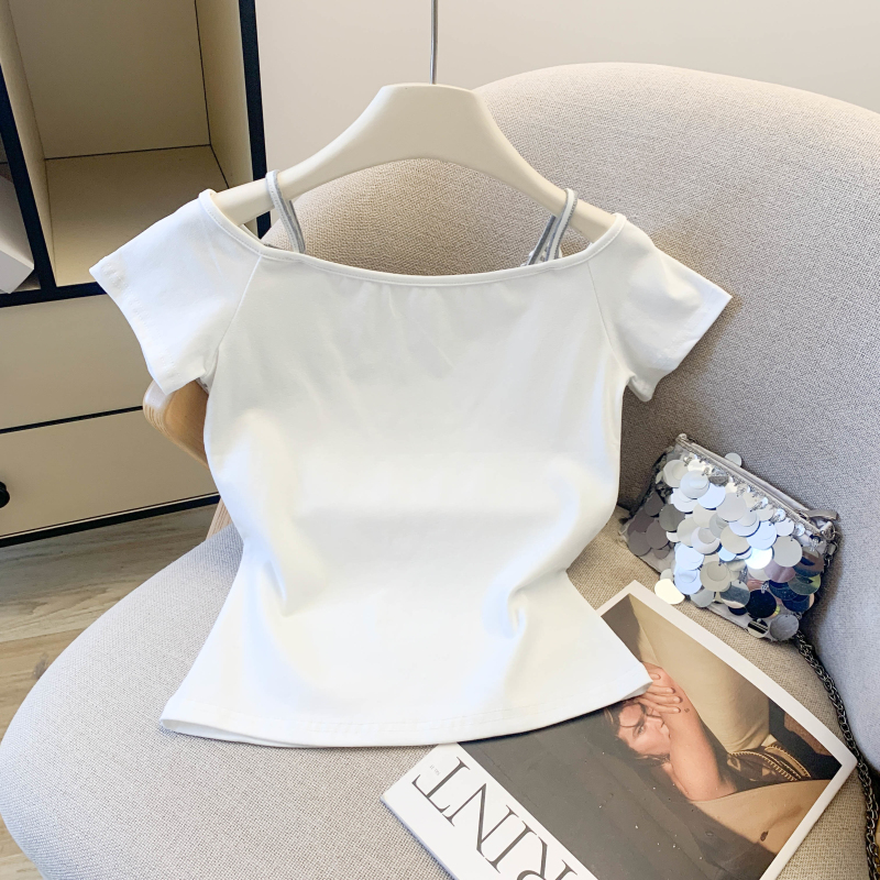 Slim small fellow tops stripe T-shirt for women