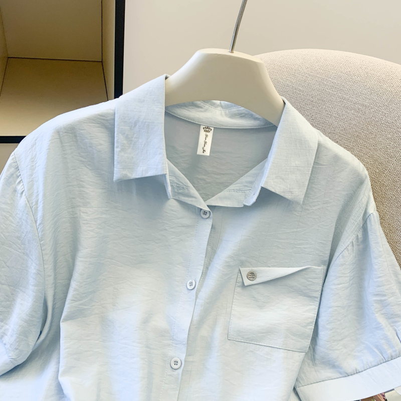 Short sleeve simple shirt loose tops