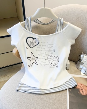 Refreshing halter T-shirt niche short sleeve tops