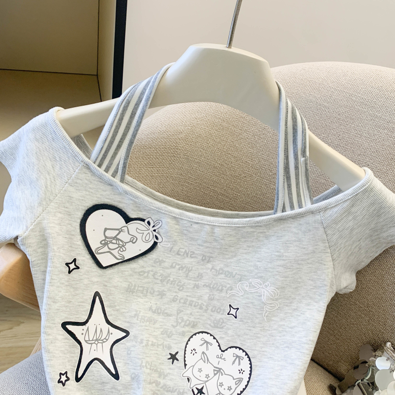 Refreshing halter T-shirt niche short sleeve tops