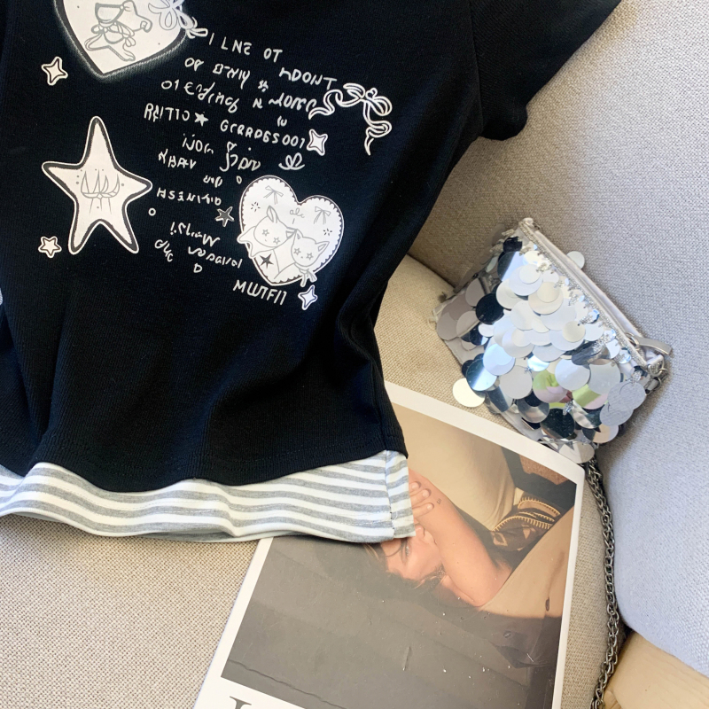 Refreshing halter T-shirt niche short sleeve tops