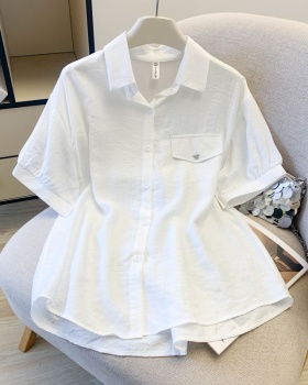 Heart summer fake pocket tops pendant short sleeve thin shirt