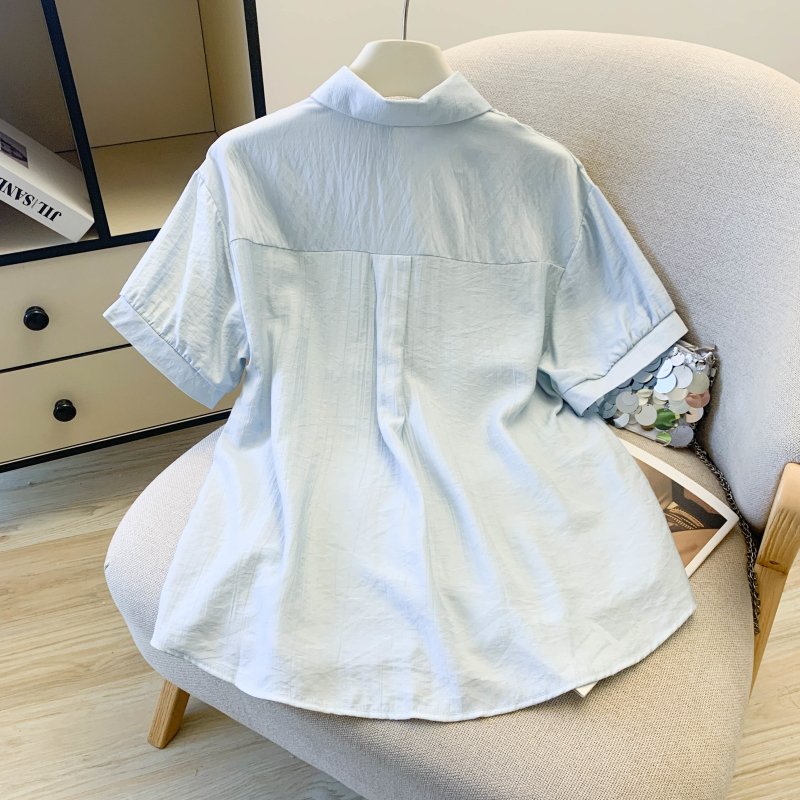 Heart summer fake pocket tops pendant short sleeve thin shirt