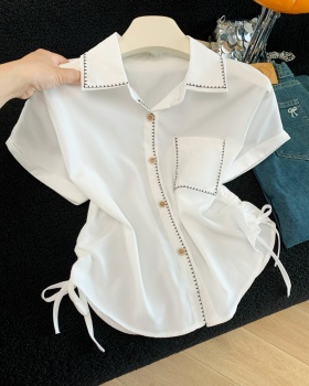 Simple summer Casual tops short sleeve loose shirt for women