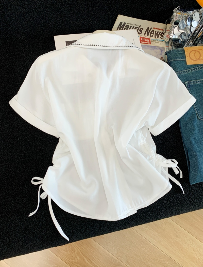 Simple summer Casual tops short sleeve loose shirt for women