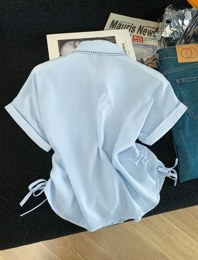 Simple summer Casual tops short sleeve loose shirt for women