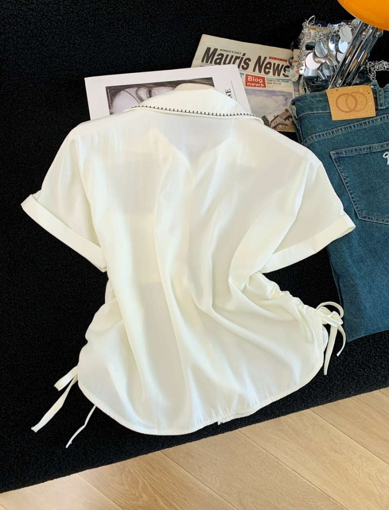Simple summer Casual tops short sleeve loose shirt for women
