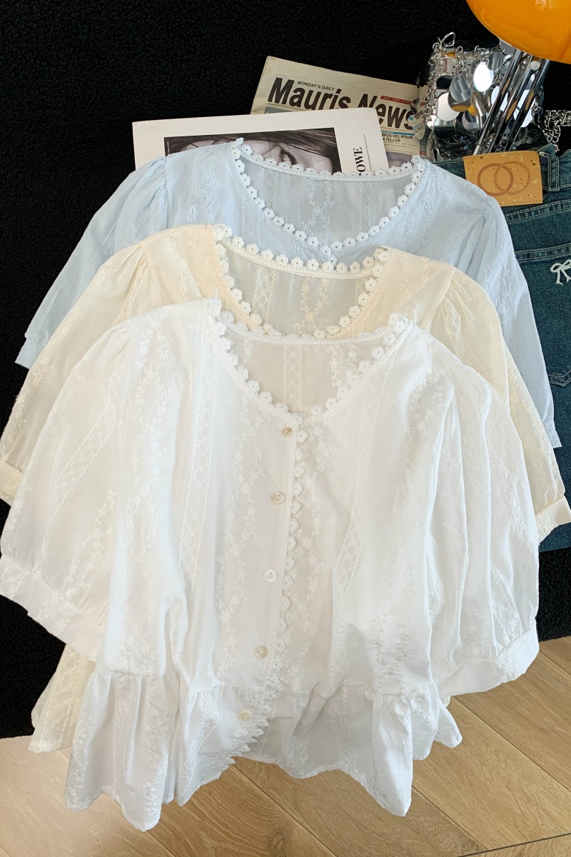 Pure cotton summer shirt college tops for women