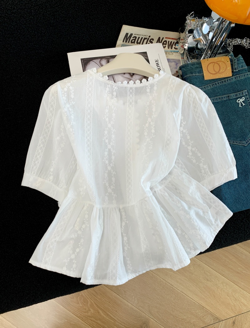 Pure cotton summer shirt college tops for women