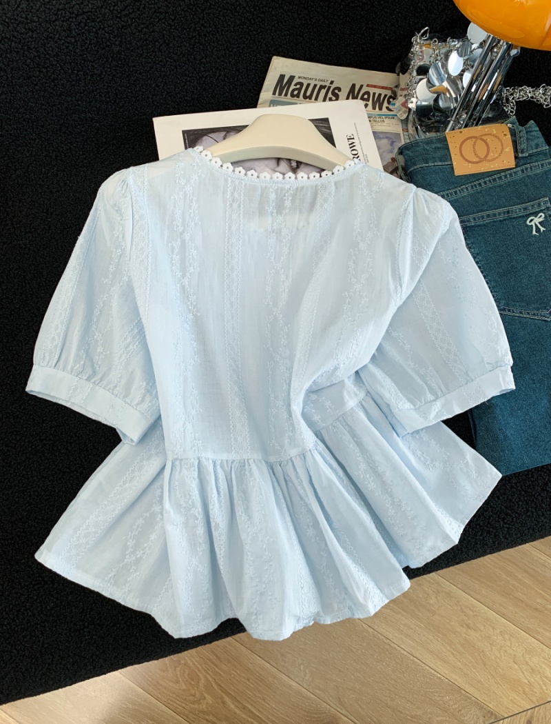 Pure cotton summer shirt college tops for women