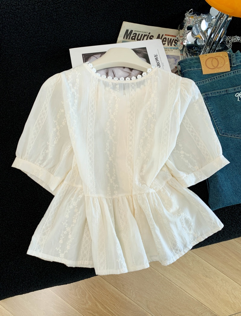 Pure cotton summer shirt college tops for women