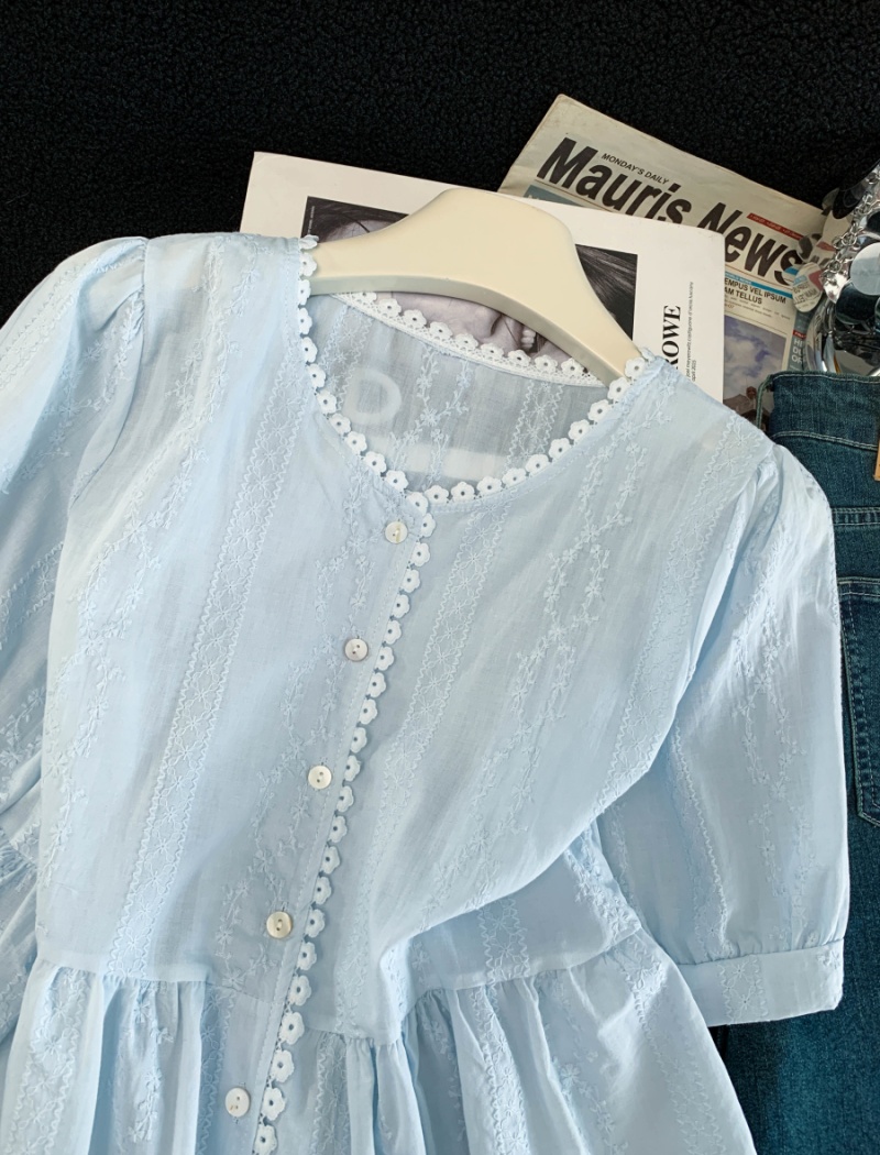 Pure cotton summer shirt college tops for women