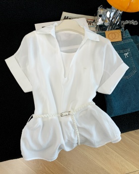 Sling Casual tops with belt shirt 3pcs set