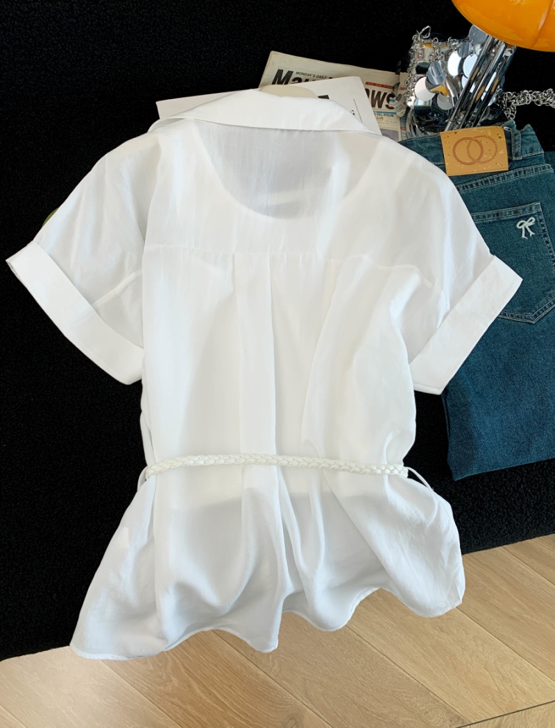 Sling Casual tops with belt shirt 3pcs set