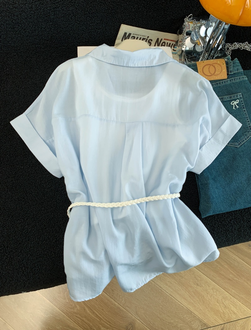 Sling Casual tops with belt shirt 3pcs set