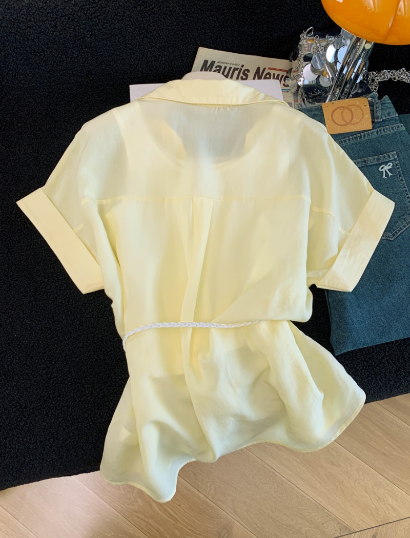 Sling Casual tops with belt shirt 3pcs set