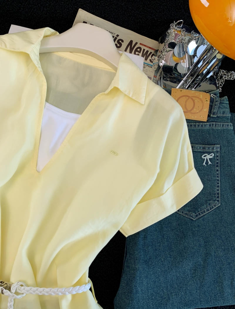 Sling Casual tops with belt shirt 3pcs set