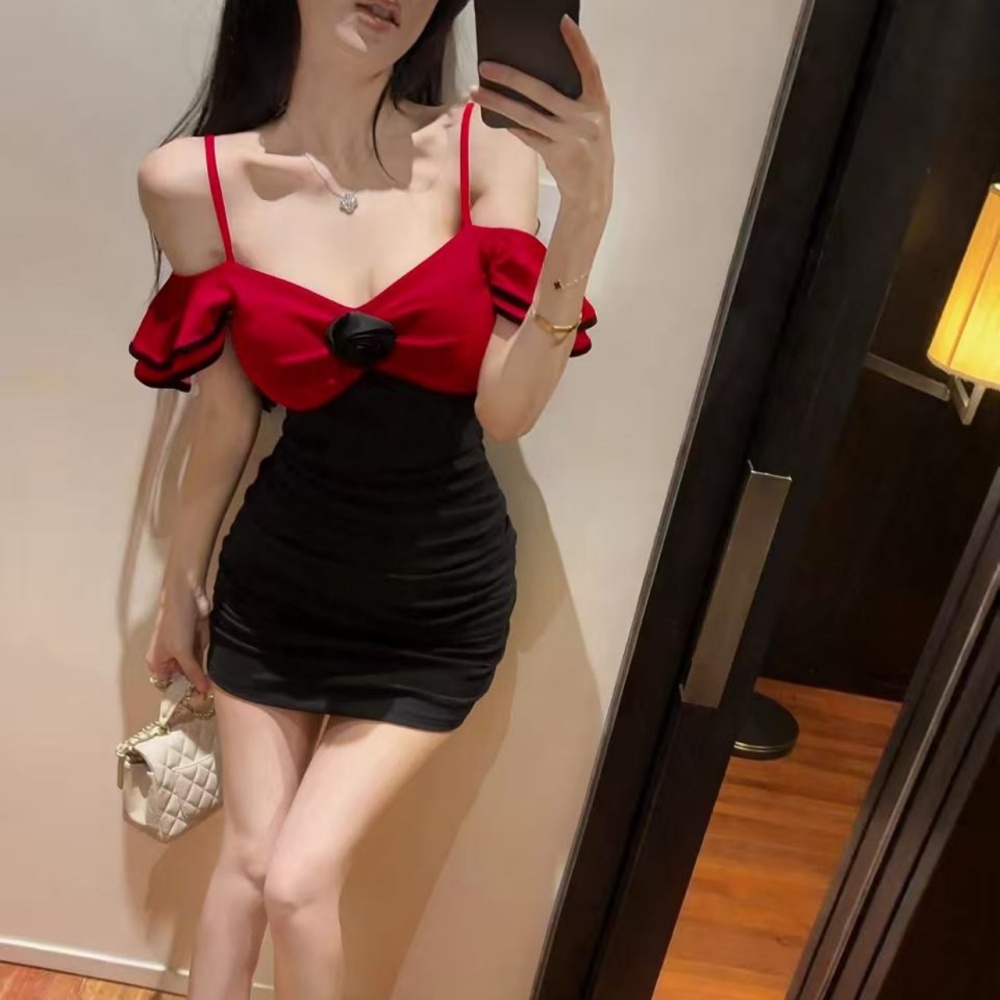 Bottoming package hip splice sexy flowers gauze dress