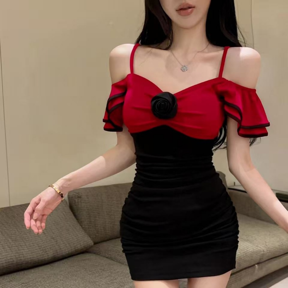 Bottoming package hip splice sexy flowers gauze dress