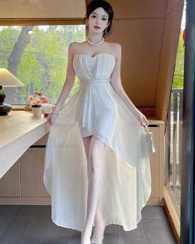 Summer wrapped chest slim pinched waist formal dress