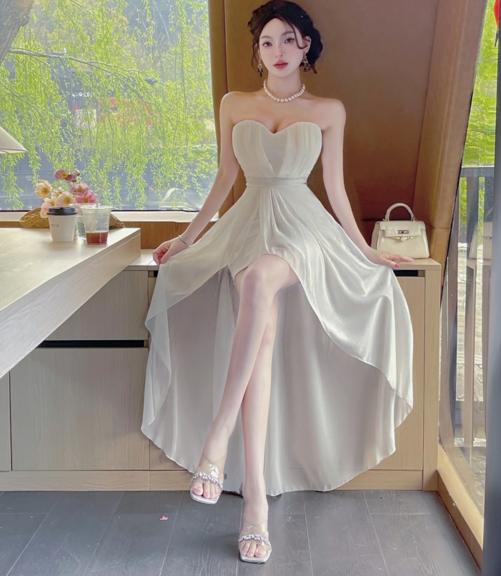 Summer wrapped chest slim pinched waist formal dress